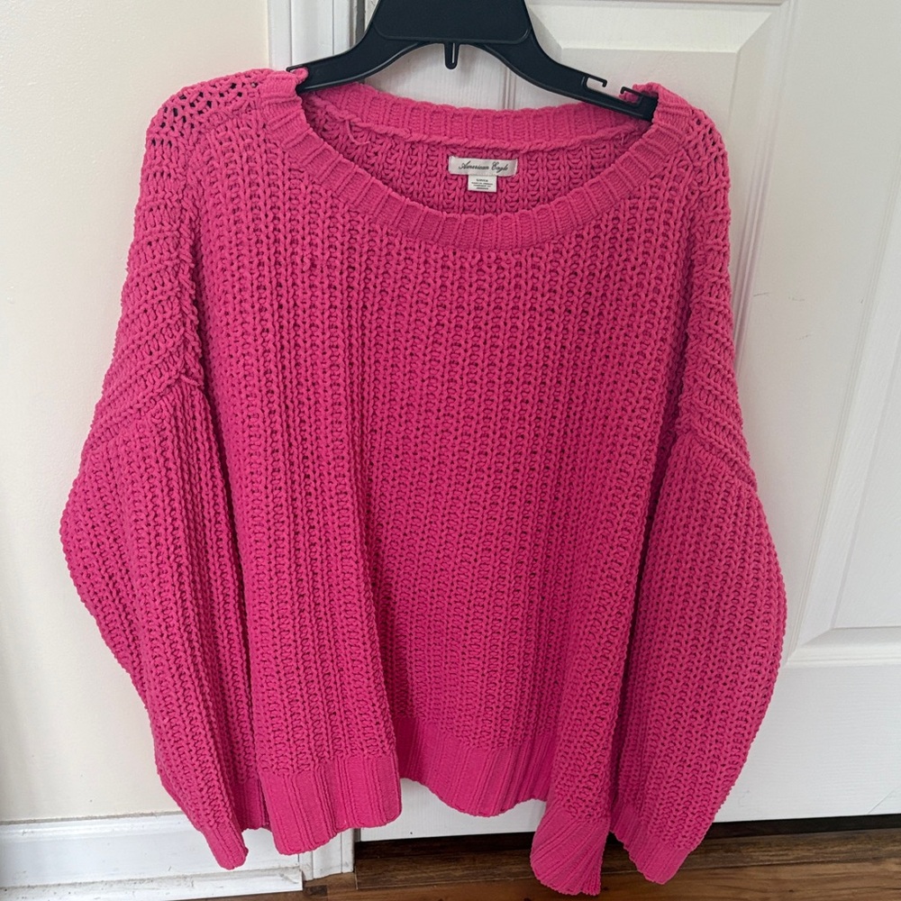 American Eagle Outfitters Vibrant Pink Crew Neck Sweater